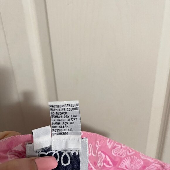 Lilly Pulitzer Womens Pink Seashell Crochet Trim Cropped Straight Leg Pants Sz 6 - Picture 6 of 9